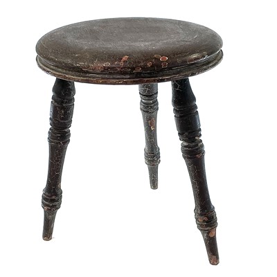 Lot 1860 - A 19th century painted stool on three splayed...