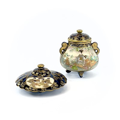 Lot 25 - Two Japanese porcelain incense burners, 19th...