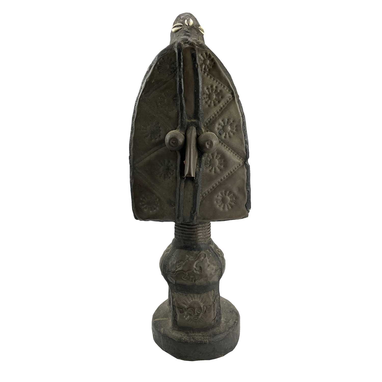 Lot 10 - A copper clad hardwood reliquary figure, Gabon,...