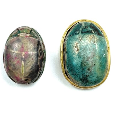 Lot 4 - An Egyptian scarab seal, in unmarked high...
