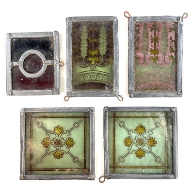 Lot 125 - Victorian painted glass panels within lead...