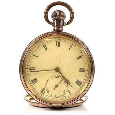 Lot 440 - A rose gold plated crown wind pocket watch...