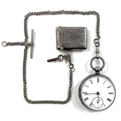 Lot 432 - A Victorian silver key wind pocket watch with...