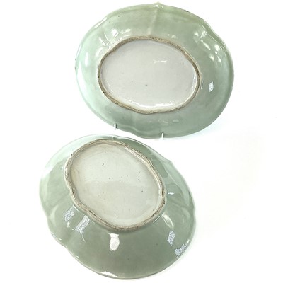 Lot 37 - Two Chinese Canton celadon porcelain oval...