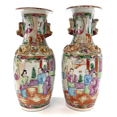 Lot 45 - A pair of Chinese Canton porcelain vases, 19th...