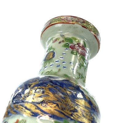 Lot 15 - A Chinese Canton celadon porcelain vase, 19th...