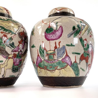 Lot 171 - A pair of large Chinese crackle glaze famille...