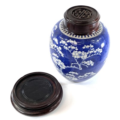 Lot 83 - A Chinese blue and white porcelain prunus...