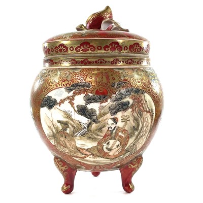 Lot 176 - A Japanese kutani porcelain jar and cover,...