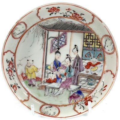 Lot 192 - Two Chinese famille rose porcelain saucer...