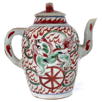 Lot 106 - A Chinese porcelain teapot, 18th century,...