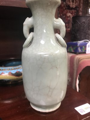 Lot 100 - A Chinese celadon crackle glaze vase, with...