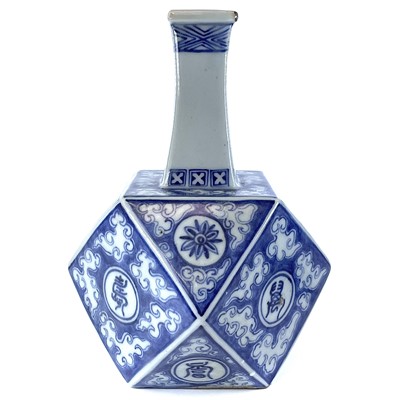 Lot 113 - A Korean blue and white porcelain cubic vase,...