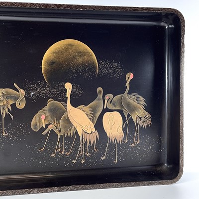 Lot 89 - A Japanese black and gilt lacquered tray,...
