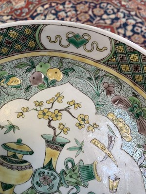 Lot 195 - A Chinese famille verte porcelain dish,...