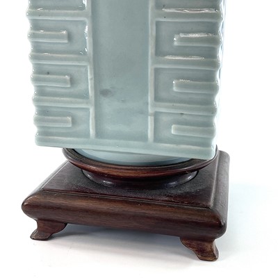 Lot 104 - A Chinese celadon cong vase, 20th century,...