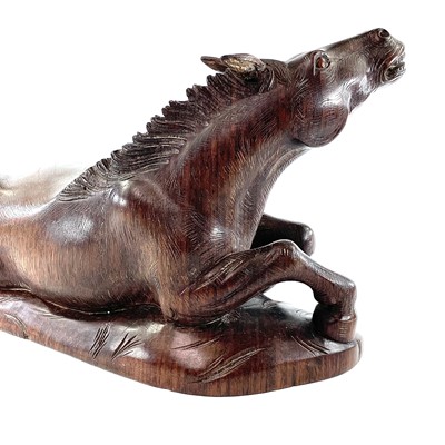 Lot 183 - A Chinese carved wood model of a horse, 19th...
