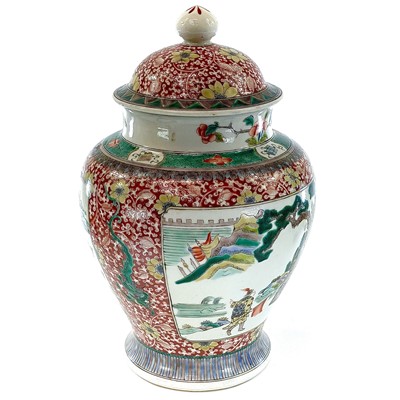 Lot 185 - A Chinese famille verte porcelain vase and...