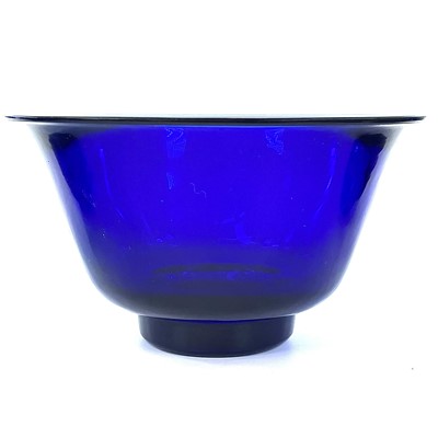 Lot 211 - Six Peking blue glass bowls, largest height...