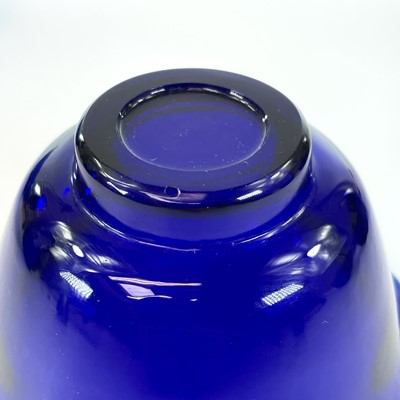 Lot 211 - Six Peking blue glass bowls, largest height...