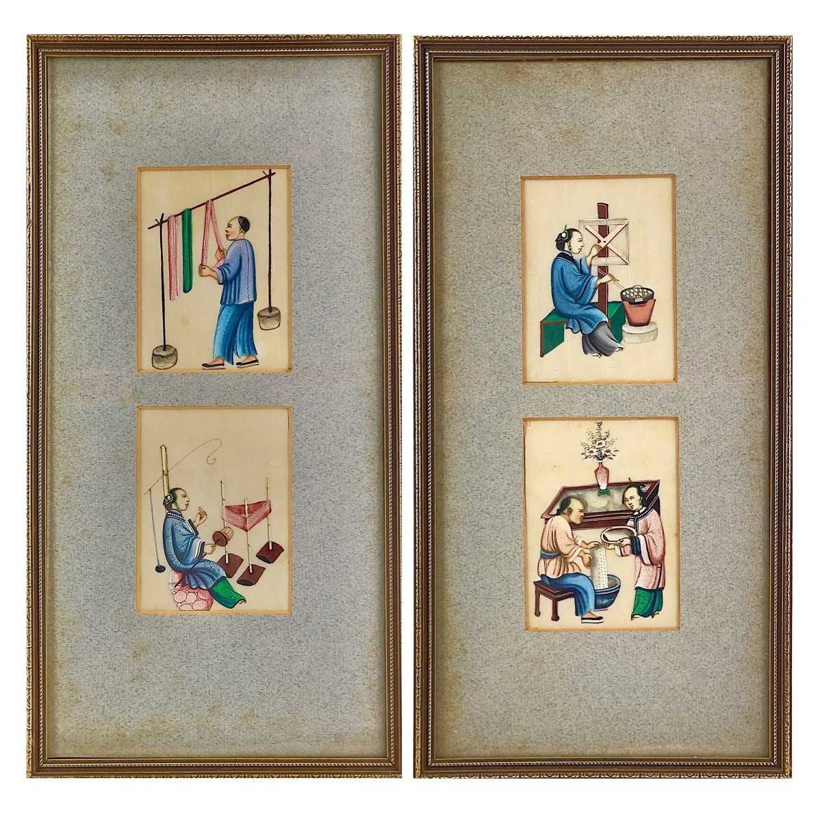 Lot 237 - A set of four Chinese watercolour paintings on...