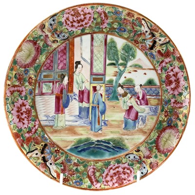 Lot 226 - A Chinese Canton porcelain plate, 19th century,...