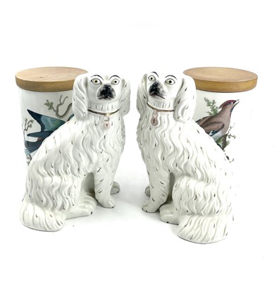 Lot 868 - A pair of Staffordshire pottery spaniels...