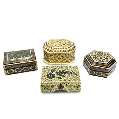 Lot 187 - An Indian camel bone trinket box together with...