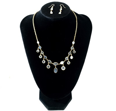 Lot 158 - A gold moonstone fringe necklace.