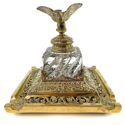 Lot 270 - An ornate Victorian Brass inkstand, of...