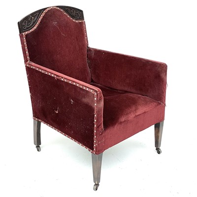 Lot 1824 - An Edwardian upholstered walnut armchair, with...