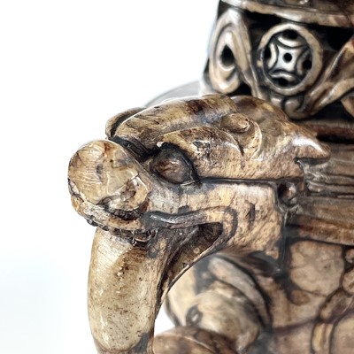 Lot 259 - A Chinese carved soapstone koro and cover,...