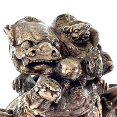 Lot 259 - A Chinese carved soapstone koro and cover,...