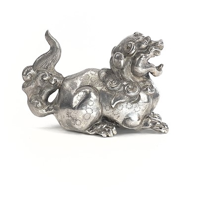 Lot 251 - A Chinese silver model of a dog of fo, stamped...