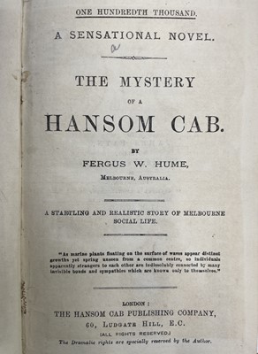 Lot 275 - FERGUS W. HUME. 'The Mystery of a Hansom Cab....