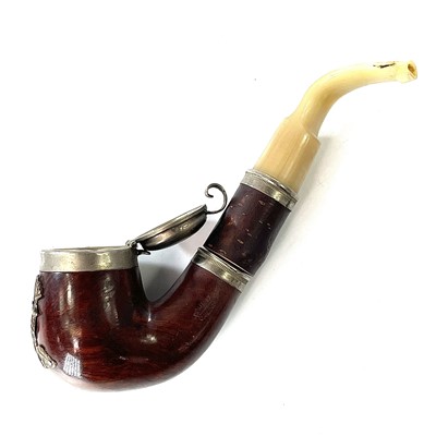 Lot 141 - A late 19th century fruitwood carved ink well...