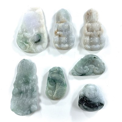 Lot 266 - Seven Chinese jade pendants and carvings,...