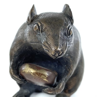 Lot 269 - A Japanese bronze model of a rat, Meiji Period,...