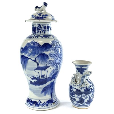 Lot 274 - A Chinese blue and white baluster vase and...