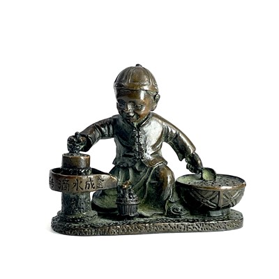 Lot 287 - A Chinese bronze figuire of a boy, early 20th...