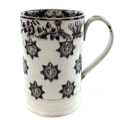 Lot 863 - A pearlware mug, circa 1810, transfer printed...