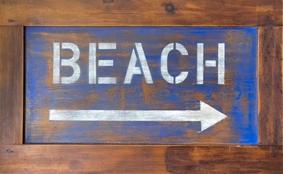 Lot 209 - A hanging beach sign, 67.5cm x 42.5cm
