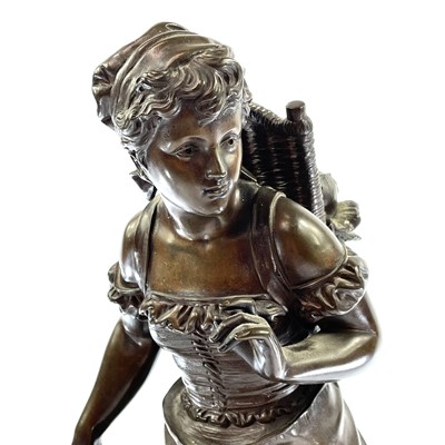 Lot 3 - A bronze figure of a bare-foot farm girl,...