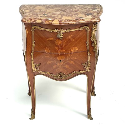 Lot 1808 - A French Louis XV style kingwood and marquetry...