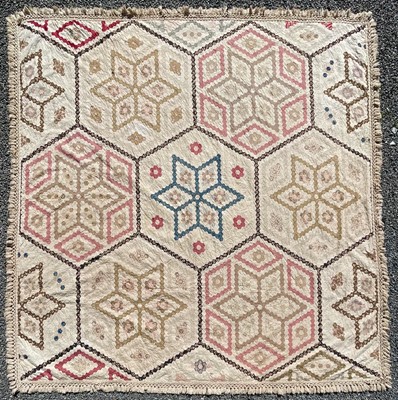 Lot 1609 - A Victorian patchwork quilt with hexagonal...