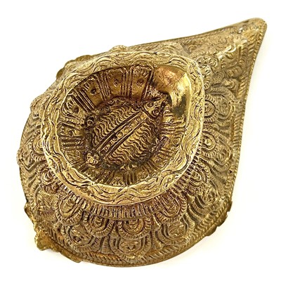 Lot 1038 - An Indian gilt metal oil lamp, height 4.5cm,...