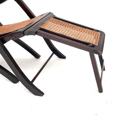 Lot 1814 - A teak steamer chair, circa 1900, with rattan...