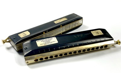 Lot 269 - Two cased 'Hohner' Super 64X 16 hole chromatic harmonicas.