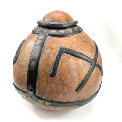 Lot 113 - A large gourd container, 20th century, with...