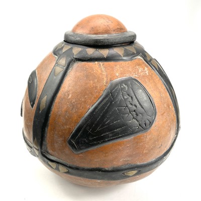 Lot 113 - A large gourd container, 20th century, with...